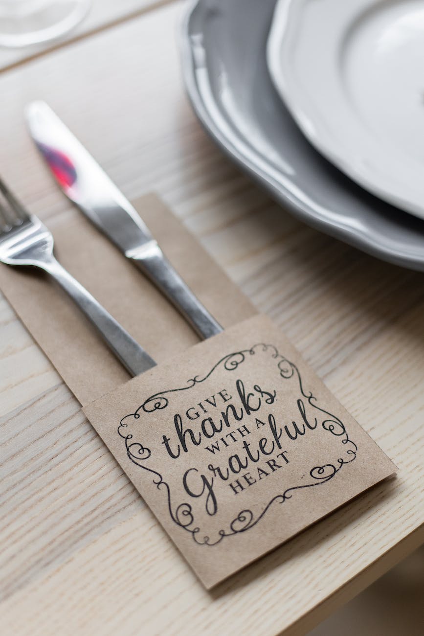 knife and fork in cover with inscription